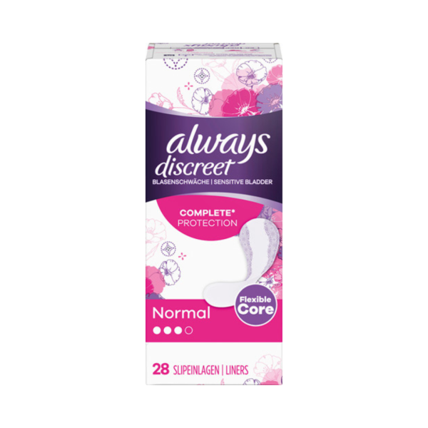 Always discreet Inkontinenz Normal Slipeinlagen, leichte Blasenschwäche, 28 Stück